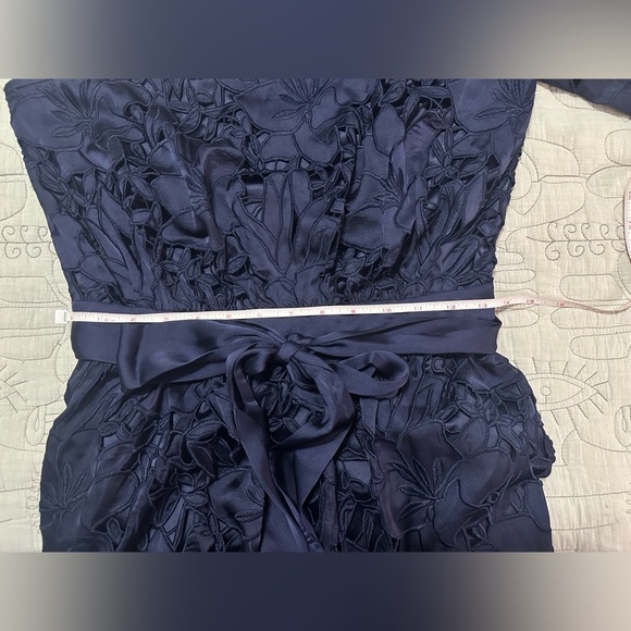 NEW Ramy Brook Jayda Asymmetric One Shoulder Dress Sz 6 Navy Embroidered Lace - Picture 13 of 15